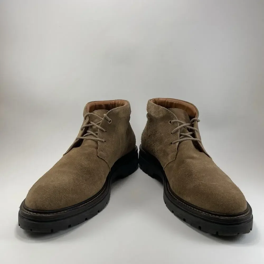 Boggi Milano Chukka Boots Mens Size 45, US 12 Tan Suede Derby Desert 3-Eye Ankle